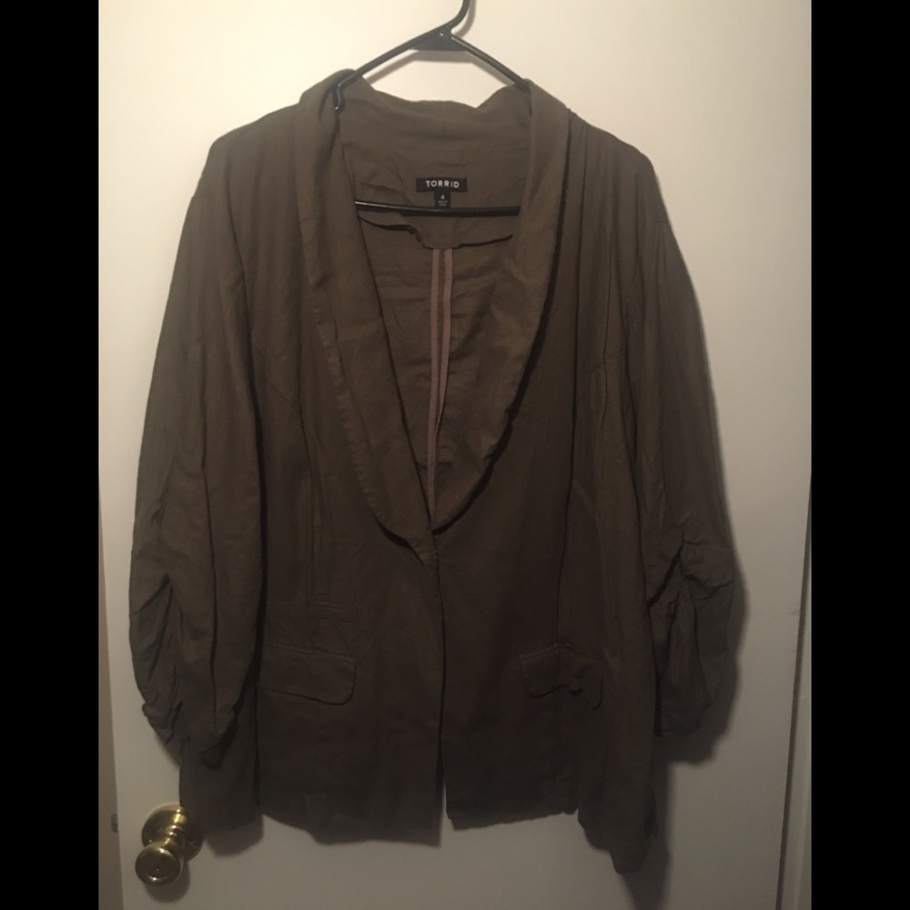Torrid olive green linen jacket